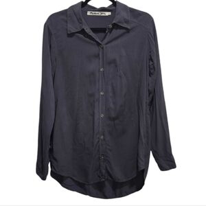 Michael Stars Shirt XS Long Sleeve Button Up Top Blouse Gray Rayon Made In USA